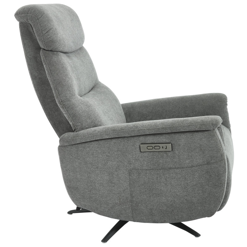 Poltrona Relax Jacquelin Tessuto Grigio Scuro Gambe Nere Design