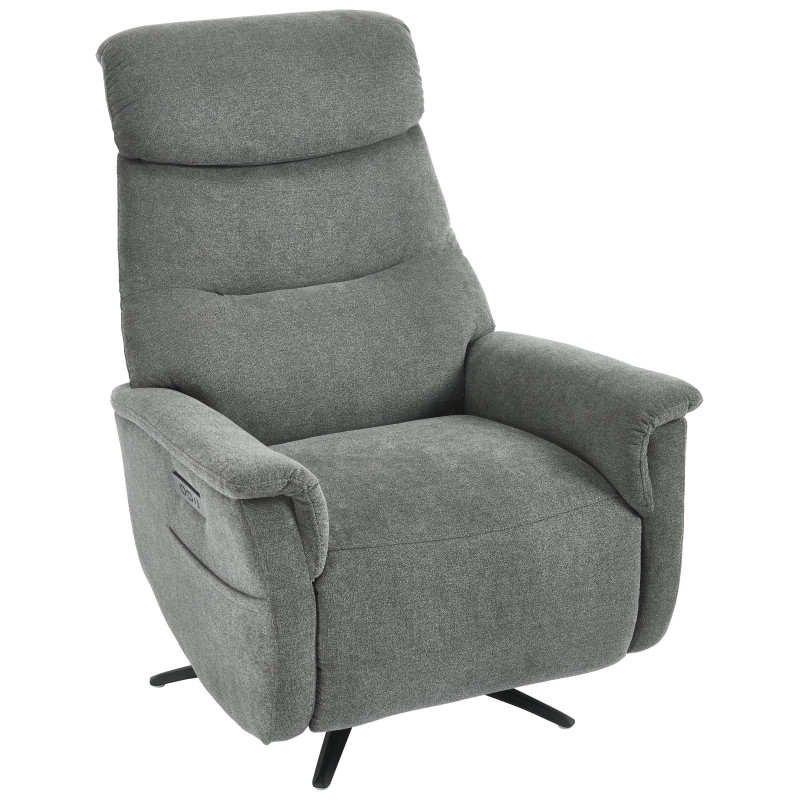 Poltrona Relax Jacquelin Tessuto Grigio Scuro Gambe Nere Design