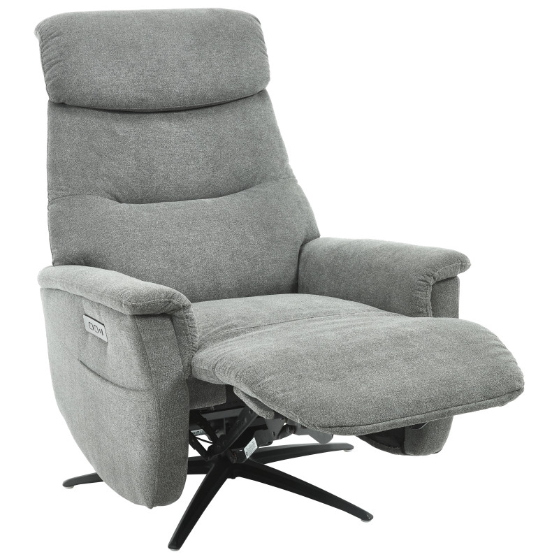 Poltrona Relax Jacquelin Tessuto Grigio Scuro Gambe Nere Design