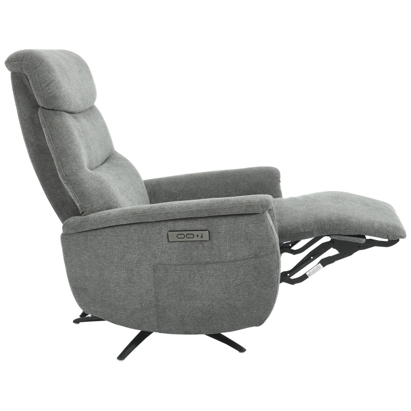 Poltrona Relax Jacquelin Tessuto Grigio Scuro Gambe Nere Design