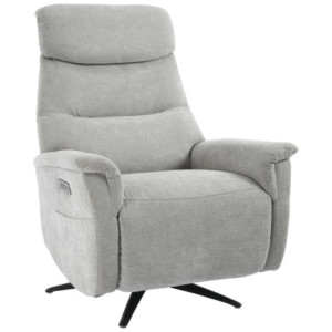 Poltrona Relax Jacquelin Tessuto Sabbia Gambe Nere Design Moderno