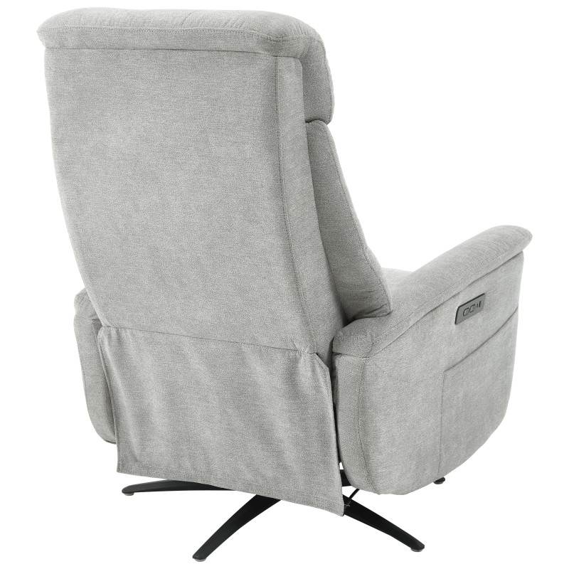 Poltrona Relax Jacquelin Tessuto Sabbia Gambe Nere Design Moderno