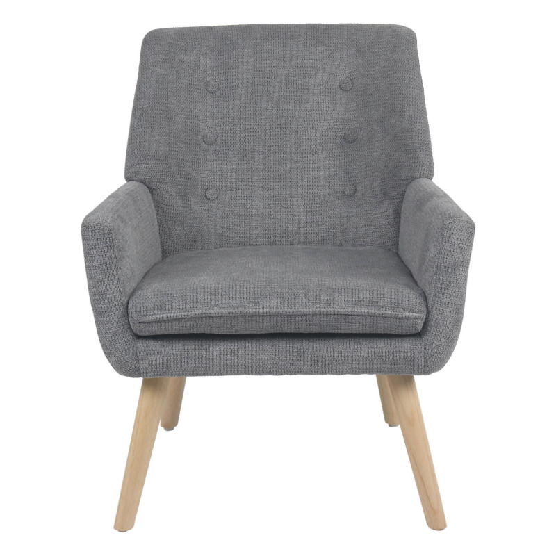 Poltrona Michelle Tessuto Grigio Gambe Legno Naturale Design