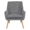 Poltrona Michelle Tessuto Grigio Gambe Legno Naturale Design