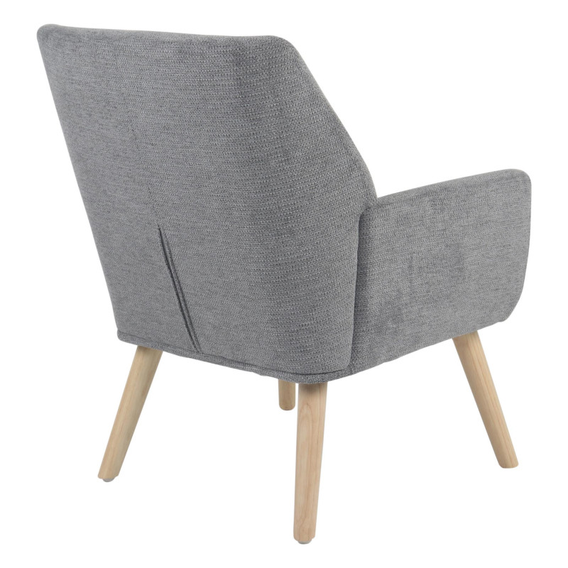 Poltrona Michelle Tessuto Grigio Gambe Legno Naturale Design