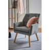 Poltrona Michelle Tessuto Grigio Gambe Legno Naturale Design