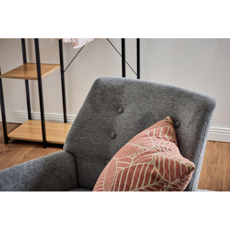 Poltrona Michelle Tessuto Grigio Gambe Legno Naturale Design
