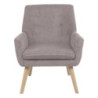 Poltrona Michelle Tessuto Tortora Gambe Legno Naturale Design