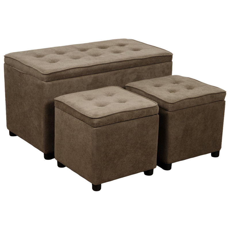Set 3 bauli 2 pouf Braies tessuto tortora Casa Collection — levantshop.live