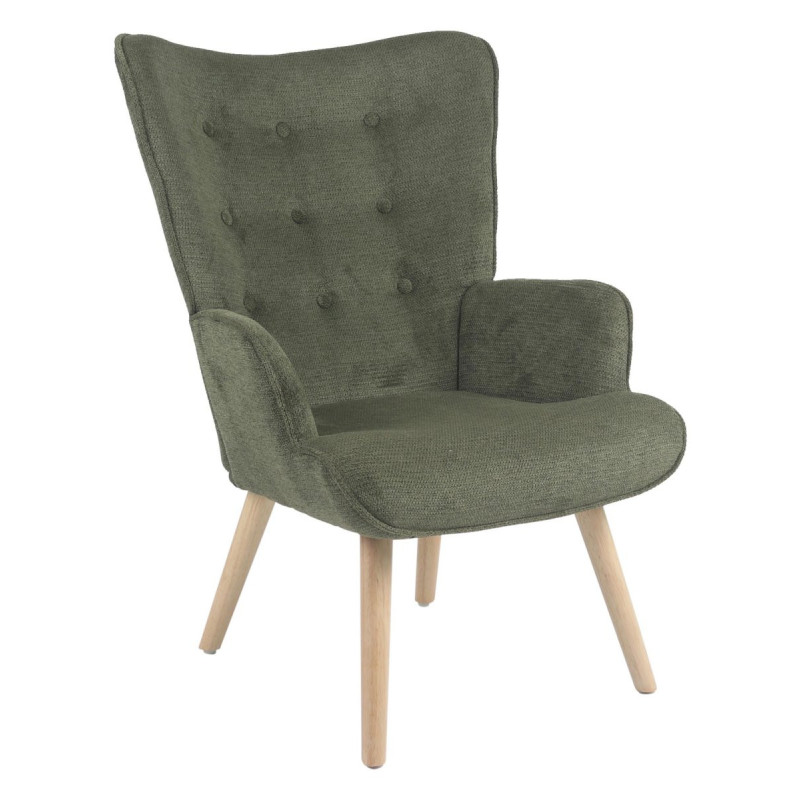 Poltrona Rijeka Verde 75x68x96 cm Gambe Legno Naturale