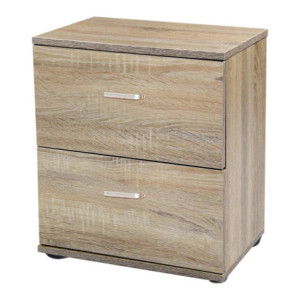 Comodino 2 Cassetti 40x30x45 cm Quercia Moderno