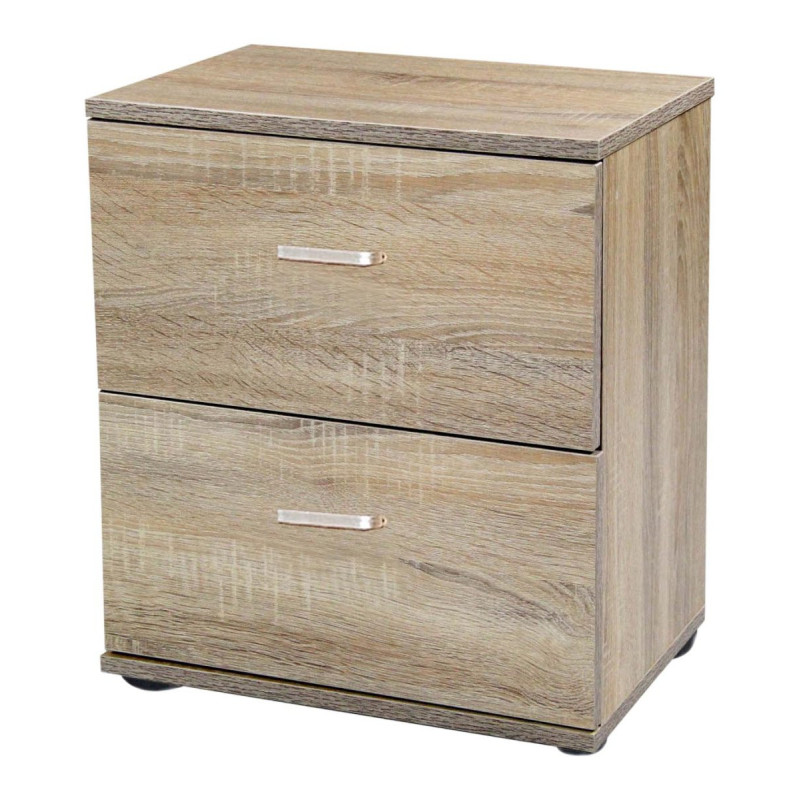 Comodino 2 Cassetti 40x30x45 cm Quercia Moderno