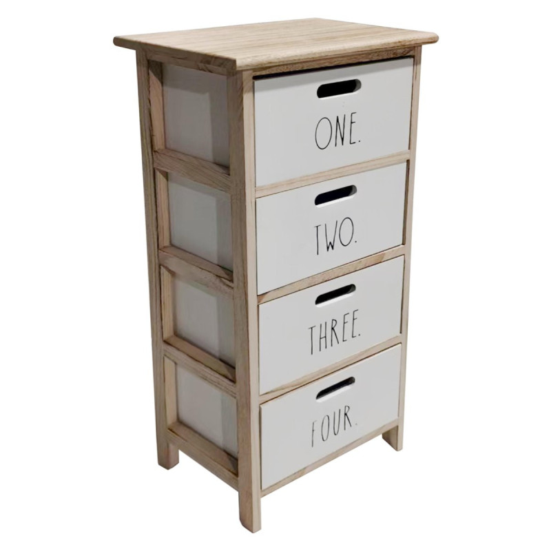 Cassettiera Write 4 Cassetti 34x25x78 cm Frontale Bianco