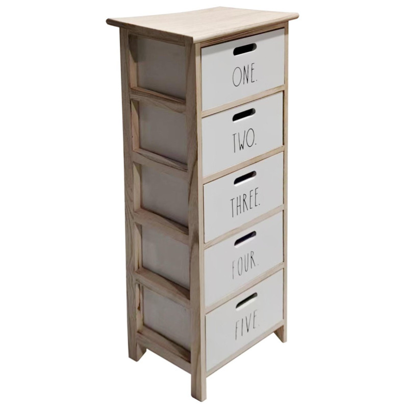 Cassettiera Write 5 Cassetti 34x25x98 cm Frontale Bianco