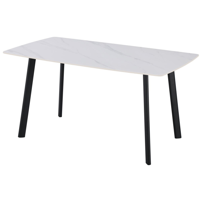 Tavolo Quincy 150x85x75 cm Top Ceramica Bianco Marmo