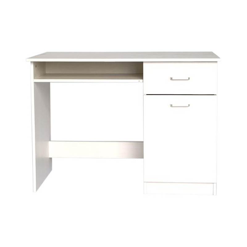 Scrivania 1 Anta e 1 Cassetto 100x50x73 cm Bianco e Legno Moderna