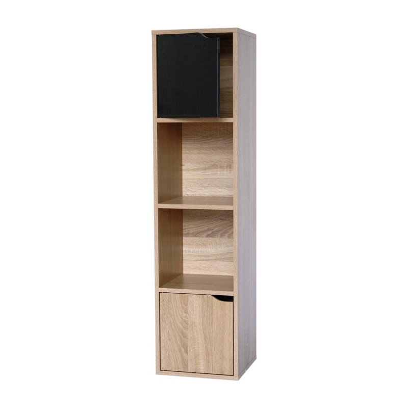 Libreria 2 Ante 2 Vani Miracle Naturale e Nero Moderna Capiente