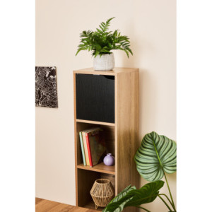Zoom Libreria 2 Ante+2 Vani Miracle Naturale + Nero