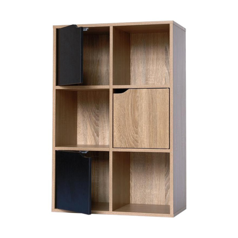 Libreria 3 Ante 3 Vani Miracle Naturale e Nero Moderna Capiente