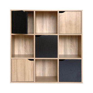 Libreria 5 Ante 4 Vani Miracle Naturale e Nero Moderna Capiente
