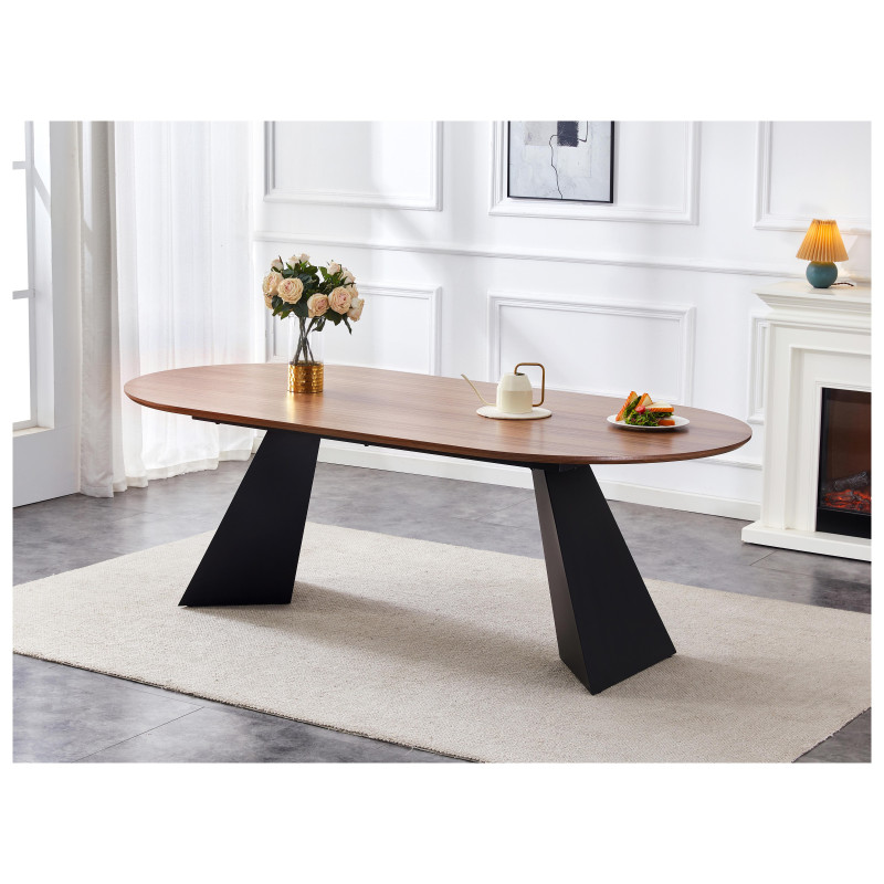Tavolo Fisso Tyler 220x110x76 cm Naturale e Gambe Nere Moderno