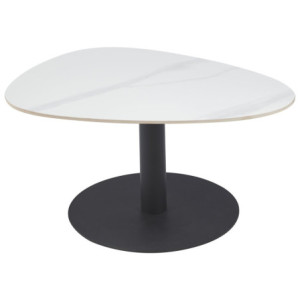 Tavolino Plectrum 80x60x40 cm Bianco Marmorizzato Base Nera