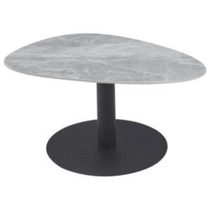 Tavolino Plectrum 80x60x40 cm Grigio Marmorizzato Base Nera