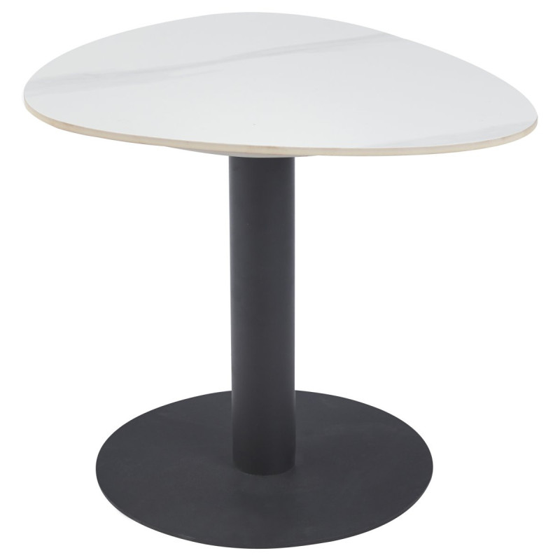 Tavolino Drop 60x50x50 cm Bianco Marmorizzato e Nero Moderno