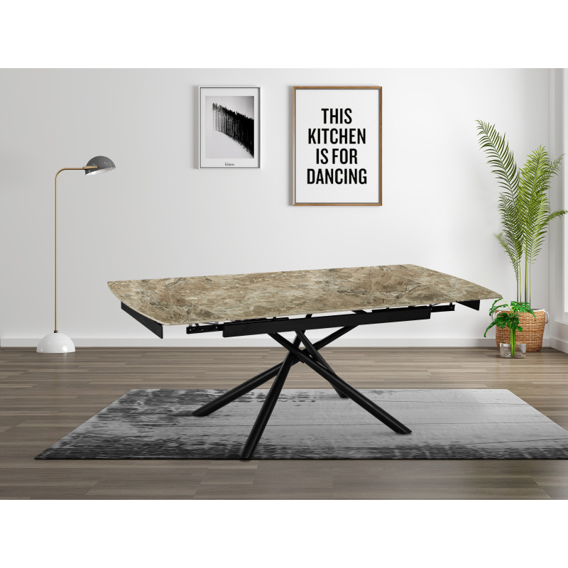 Tavolo Helsinki 140/200x90x76 cm Ceramica Marrone Lucido