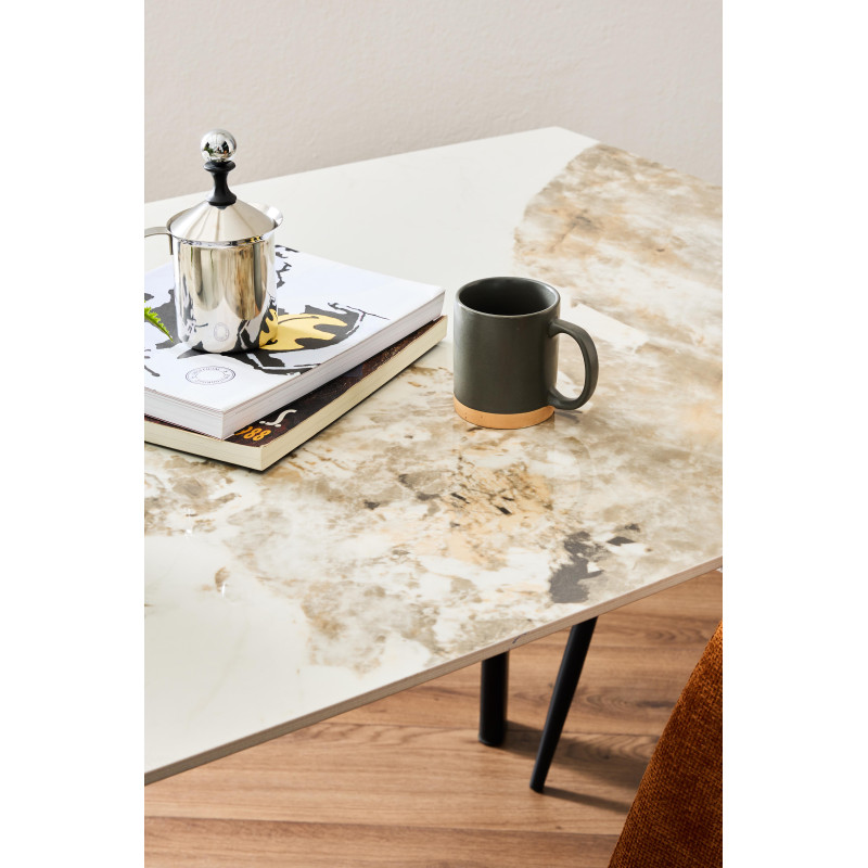 Tavolo Allungabile Quincy 150/210x85x75 cm Ceramica Marrone Marmo