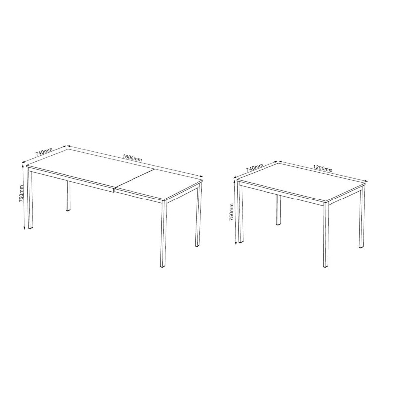 Tavolo Allungabile Mainz 120/160x74x75 cm Quercia Moderno