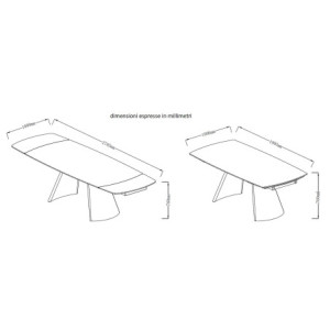 Zoom Tavolo Finlay Dimensione 200(280)*100*76 Top Nero + Gambe Nere