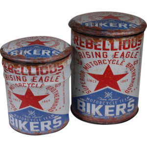 Pouf PVC Metallo Bikers FRH 30x30x37 cm Moderno e Versatile