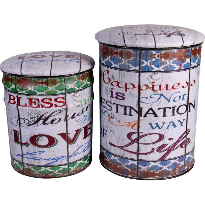 Pouf PVC con Metallo Heart 35x35x45 cm Love Life Moderno