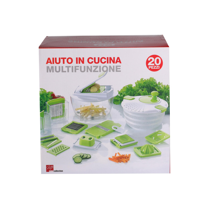Set 6 Confezioni 20 Pezzi Aiuto Cucina Bianco Verde Acciaio