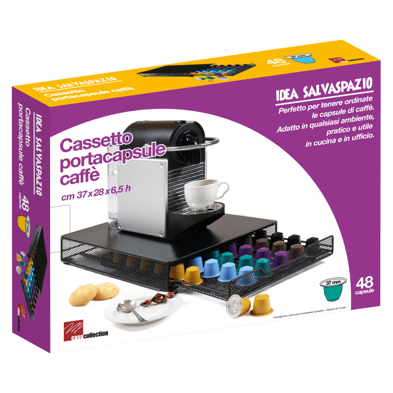 Set 6 Portacapsule a Cassetta 48 Posti per Nespresso Metallo