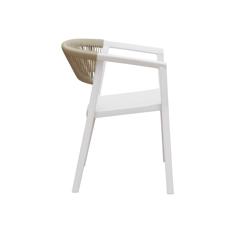 Sedia Lione Polipropilene Bianco E Corda Per Esterni Beige Moia