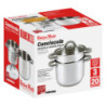 Set di 4 Cuociscola 3 Pezzi Ø20 cm Inox Manici Silicone