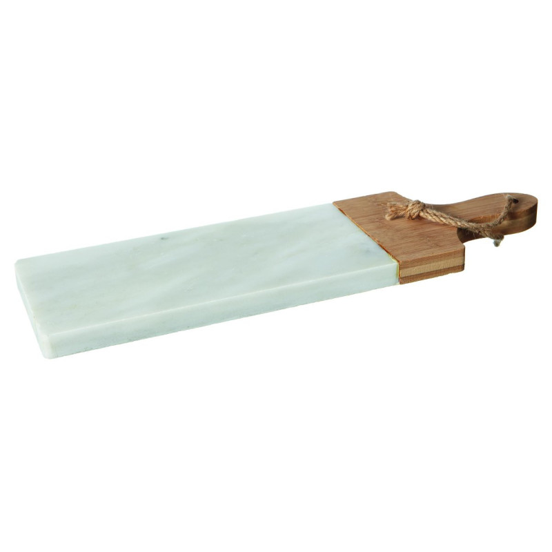 Set di 5 Taglieri Rettangolari 40x12 cm Marmo e Bambù Manico