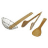 Set 6 Confezioni 3 Pezzi Cucchiaio Pinza Schiumarola Bambù