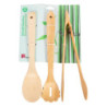 Set 6 Confezioni 3 Pezzi Utensili Cucchiaio Pinza Servispaghetti Bambù