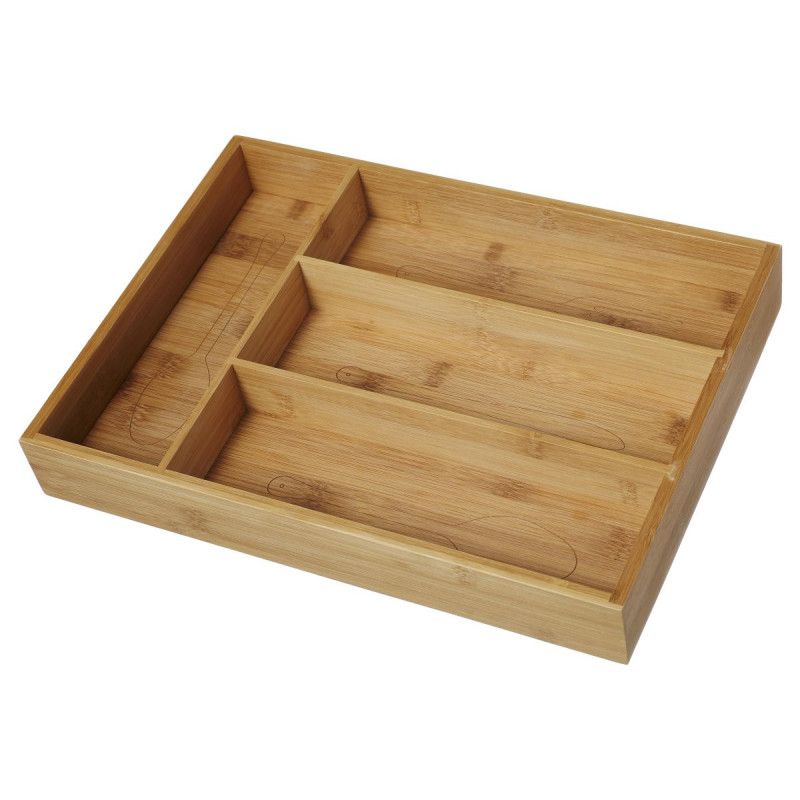 Set di 6 Porta Posate 4 Scomparti 35,5x26,3x5 cm Bambù