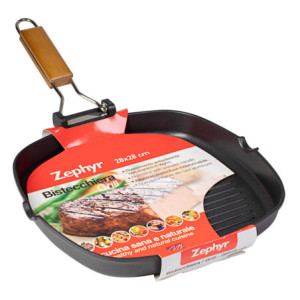 Zoom Set di 6 Bistecchiere 28x28 Cm Zephyr Alluminio Pressofuso Con Manico Pieghevole