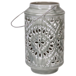 Set di 4 Lanterne Glazed Grigie 8x18x31 cm Atmosfera Moderna