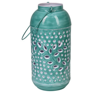 Set di 4 Lanterne Glazed Verdi 14x14x29 cm Stile e Atmosfera