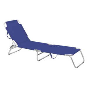 Set di 4 Lettini con Parasole Blu Melange 187x58x30 cm Alluminio