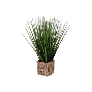 Set di 4 Erba Cipollina Artificiale con Vaso in Corda Decorativo