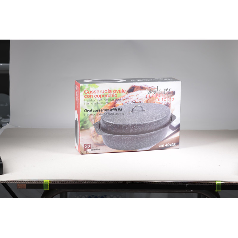 Set di 4 Casseruole Ovale Carbon Steel 40x28x15 cm Resistenti