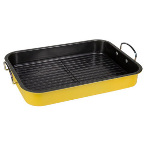 Set di 6 Rostiere con Griglia Gialla 42x30 cm Carbon Steel