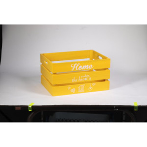 Set di 4 Cassette Legno Home Giallo 40x31x22 - Scatole Arredo